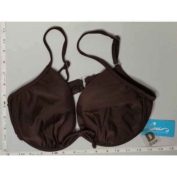 NWT California Waves Underwire Push-up Brown bikini Top - Picture 1 of 3